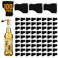 100 Pack Coffee Syrup Pump Tip Covers Black Rubber Pourer Cap Syrup Cap for Syrup Pump Keep Syrup Sugar Condiments Olive Clean Preserved, Fit Pour Dispenser, Oil Liquor Bottle, Long Lotion Pumps