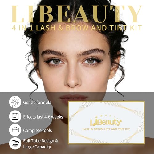 Lash Lift and Color Kit, Brow Lamination Kit with Color, DIY Eyelash Perm Curling for Voluminous Lashes and Brows, Home and Salon Use ? Libeauty