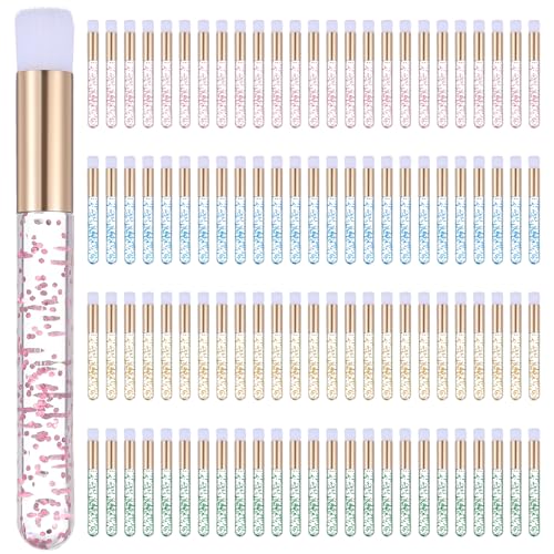 100 Pieces Lash Brushes for Cleaning, Lash Shampoo Brushes Eyelash Extension Cleansing Blackhead Removing Brush Nose Pore Deep Cleaning Facial Cleansing Brush (4 Colors, 3.8Inch)
