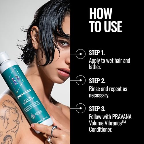 Pravana Volume Vibrance Shampoo | Adds Lightweight Volume, Lift & Fullness | For Fine, Color Treated Hair | Strengthens, Thickens, Reduces Breakage | Chromasilk Enhances Shine & Protection | Vegan