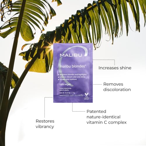 Malibu C Blondes Wellness Remedy - Removes Discoloration from Bleached, Highlighted or Natural Blonde Hair + Restores Vibrance and Shine with Vitamin C Complex (12 Packets)