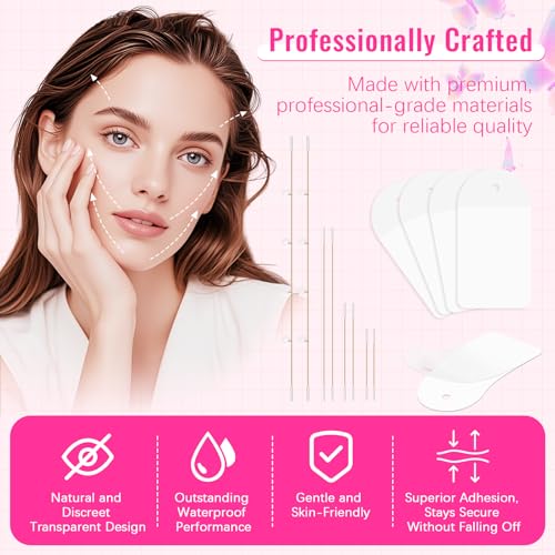 Face Lift Tape Invisible with String ? 100 PCS Neck Tape Lifting Invisible for Instant Lifting Eye Brow Wrinkles, Ultra-Thin Facial Lifter, Facelift Stickers for Special Events & Makeup-Friendly Use