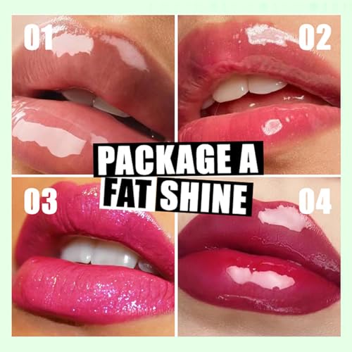4 Colors Lip Oil Lip Glaze, Hydrating Lip Glow Oil Big Brush Head Shiny Moisturizing Lip Gloss, Long Lasting Non-sticky Fresh Transparent Tinted Plumping Lip Oil- Set A