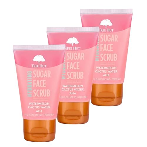 Watermelon & Cactus Hydrating Face Scrub ? 1.5 fl oz, Deep Pore Cleanser with AHA, Exfoliates Skin & Impurities, Vegan & Free of Parabens & Sulfates, VitaBoost¢â Loofah (Pack of 3, Watermelon & Cactus)