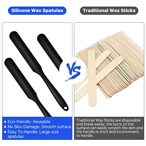 10 Pcs Non-Stick Wax Spatulas, Large Silicone Sticks Reusable Hair Removal Applicator Makeup Scraper for Home Salon Body Use