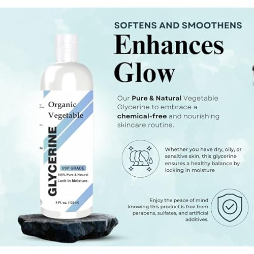 100% Pure & Natural Vegetable Glycerine | For Skin & Hair | Versatile Skin Care, Softening and Moisturizing 4 Fl Oz - 120 ml