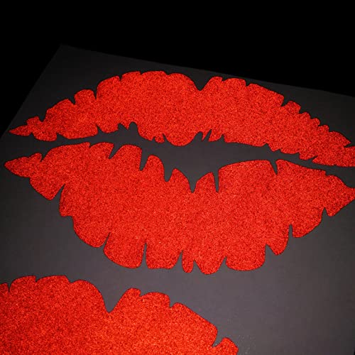 CUSHYSTORE 2X Lips Kiss Lady Sweet Girl Reflective Decal Sticker (5.5"x3.5", Red)