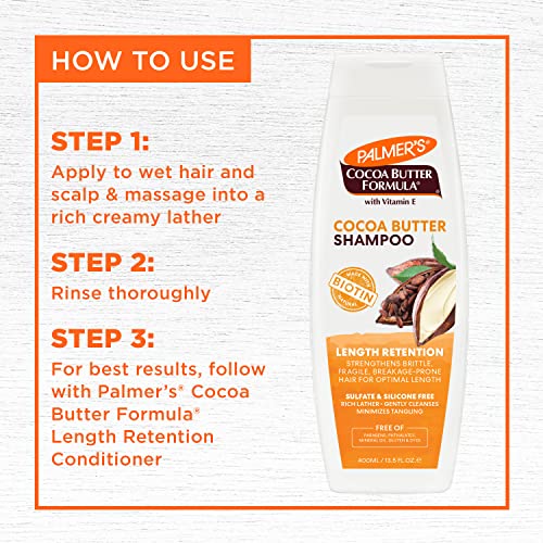 Palmer's, Cocoa Butter Formula Biotin Length Retention Shampoo, 13.5 Fl Oz (Pack of 2)