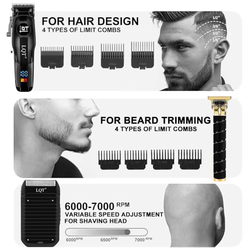 Professional Hair Clippers for Men,Professional Barber Clippers and Trimmer Set,Mens Cordless Clipper, Electric Hair Cut Machines,Cordless Mens Grooming Kit for Face, Hair, Gifts