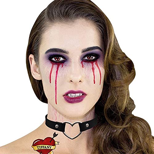 Pandecor Bride Heart Tiffany Heart Temporary Tattoos Stickers for Halloween Costume Cosplay (heart tattoos and necklace)