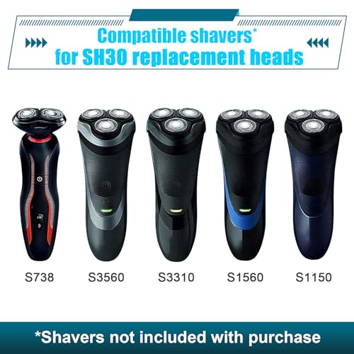 9 Pack SH30 Replacement Head Compatible with Philips Norelco Series 3000,2000,1000 and S738£¬ Upgraded SH30 Compatibility Double blades for norelco 1000 replacement heads
