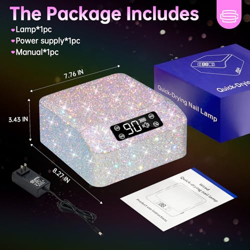 UV LED Nail Lamp 96W Plug-in Nail Dryer Sparkly Gel Polish Light 4 Timer Setting Professional Quick Dry Curing Lamp with Display Auto Sensor for Salon & Home