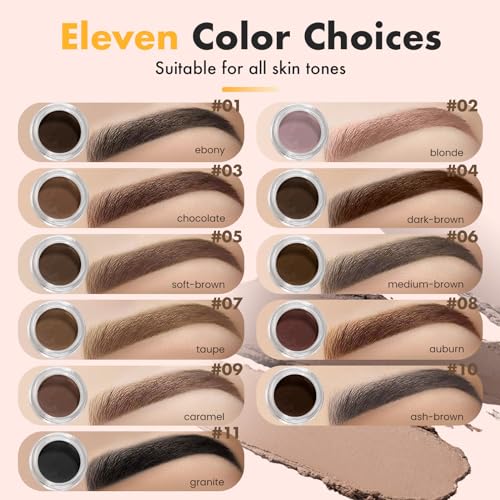 3 IN 1 Eyebrow Gel Kit With 2 Eyebrow Brushs,¡¼High Pigment¡½,¡¼Waterproof¡½,¡¼Long Wearing¡½, Eyebrow Pomade For All Skin Tones, #08 auburn