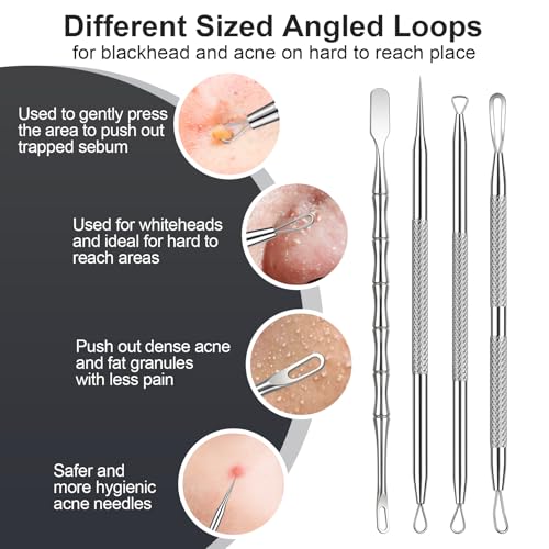 Pimple Popper Tool kit Blackhead Remover Comedone Extractor Kit with Box for Easily Remove blackheads, Acne, Blemishes, Whiteheads, pimples and Papules from The face and Bonus Gift -11pcs