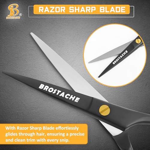 5¡± Professional Beard and Mustache Scissors, German Steel Beard Scissors Come with Mustache Comb, Beard Comb and Carrying Pouch. Grooming Scissor for All Facial Hair Scissors (Black)