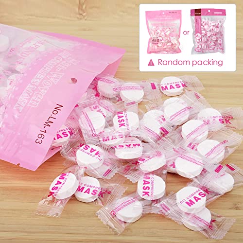100 PCS Cotton Compressed Facial Mask Sheet, DIY Disposable Mask Paper Wrapped Masks for Home, Travel