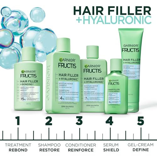 Garnier Fructis Hair Filler Moisture Repair Conditioner,Sulfate Free Conditioner for Curly,Wavy Hair with Hyaluronic Acid,10.1 Fl Oz,(Pack of 2)