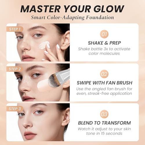 Color Change Liquid Foundation, Radiant Light White Face Makeup Cream SPF 15, Dewy Finish & Hydrating Foundation for Women Mature Skin W/Vitamin E & Cactus, Neutral Fair N1.5 | 1 Fl Oz