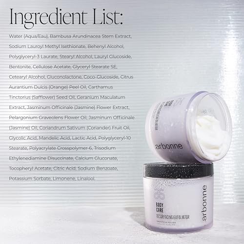 BodyCare Resurfacing Exfoliator ? Gentle Dual-Action AHA and Plant-Based Polish for Smoother, Brighter, Baby-Soft Skin, Even Complexion, Spa-Like Experience, by Arbonne.