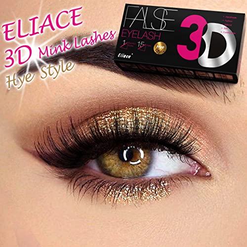 Eliace False Eyelashes Natural look Cat Eye Lashes Wispy Strips 15 Pairs 3D Mink Lashes Fake Eyelashes Faux Fluffy,Winged Fox Eyelashes, Soft Thin Band Comfortable Reusable False Lash 13MM,Hye Style