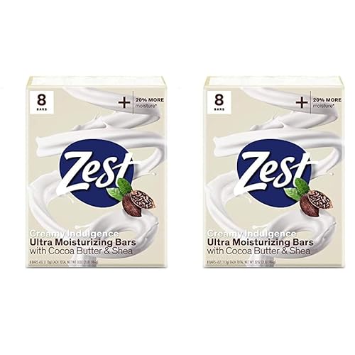 Zest Bar Soap - 8 Bars - Enriched With Cocoa Butter And Shea for Ultra Moisturizing Cleansing - Leaves Your Body Feeling Silky Smooth And Deeply Moisturized (Pack of 2)