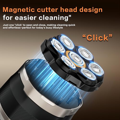 Head Shavers for Bald Men ? Yinicare 7D Rotary Head Shaver, Wet & Dry Waterproof, LED Display, USB-C Fast Charging, Includes 1 Original Replacement Head