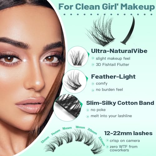 Spikes Clusters Manga lashes DIY Eye Lashes Extensions D Curl Mixed 13-21mm and 12-22mm long Individul False Eyelashes Volume Lashes (WM025-Mixed 12-22mm)