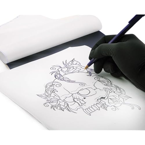 Atsui Tattoo Stencil Paper - Available in 20pcs Sheets, 100pcs Sheets, & 100 Feet Roll - Use by Hand or Stencil Machine - New and Improved Formula (20 Pack)
