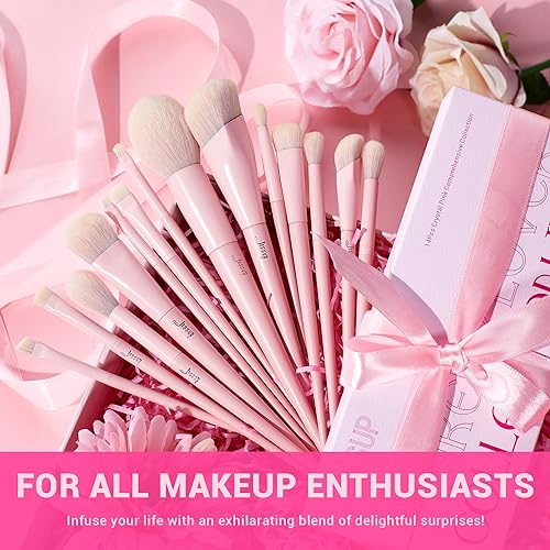 Jessup Pink Makeup Brushes Set T495 Bundled with Face Double Sided Makeup Brushes Set T503