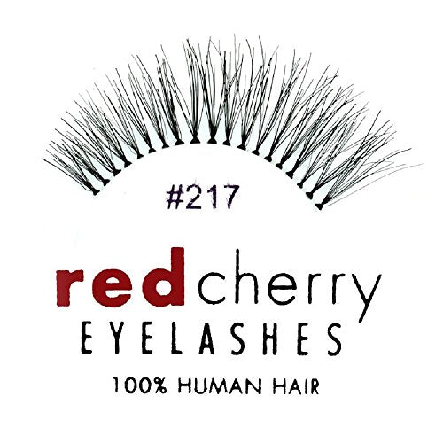 Red Cherry False Eyelashes #217 Black Human Hair - 6 Pairs