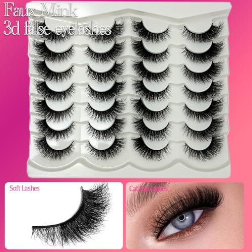 Cat Eye lashes Natural Look Short Fox Cateye Fluffy Strip Lashes Pack 3D C Curl Soft Faux Mink Fake Eyelashes