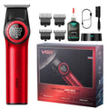 VGR 977 Professional Hair Trimmer Hair Clippers for Men, 8000rpm T-Blade Trimmer Zero Gapped Cordless Barber Clippers, Rechargeable Edgers Clippers with LED Display(Red)