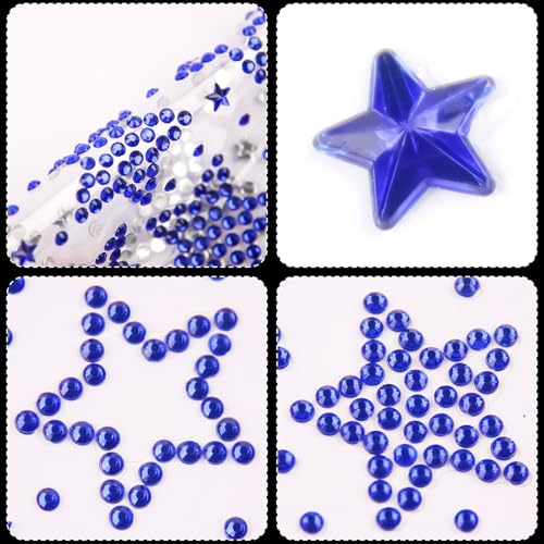 6 Sheets Rhinestone Sticker Self Adhesive Rhinestones Gems for Face Eyes Makeup Hair Body Stick on Rhinestones Stickers for Independent Festival Decal Decor(Red Blue White)