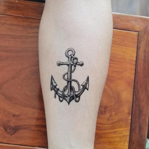 Anchor Ship Temporary Tattoo Sticker Waterproof Fake Tatoo Men Women Adult Boys Teens Body Art 10.5X6cm Set of 12 (SF297)