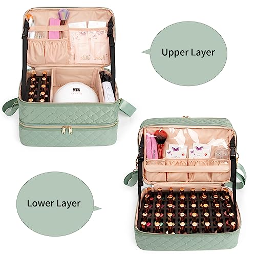 Ethereal Nail Polish Organizer Case, Holds 50+ Bottles (15ml/0.5 fl.oz) Nail Lamp, Gel Polish Travel Case Bag for Nail Suppiles, Gift for Manicurist, Girls