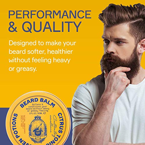 SEVEN POTIONS Beard Balm for Men ? Conditioning Softener to Nourish Skin, Facial Hair, and Stop Beard Itch ? All-Natural, Vegan, Cruelty Free ? Citrus Tonic (2 FL OZ)