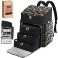 Floral Pattern Nail Polish Storage Backpack, Large Capacity Organizer Case with Multiple Compartments, Black
