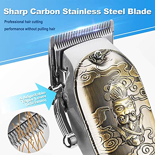 Hair Clippers and Trimmers Set of 3, Professional Cordless Hair Clippers for Men, Barber Clippers for Hair Cutting with T-Blade Trimmer Set, Beard Trimmer for Men, LED Display, Gold