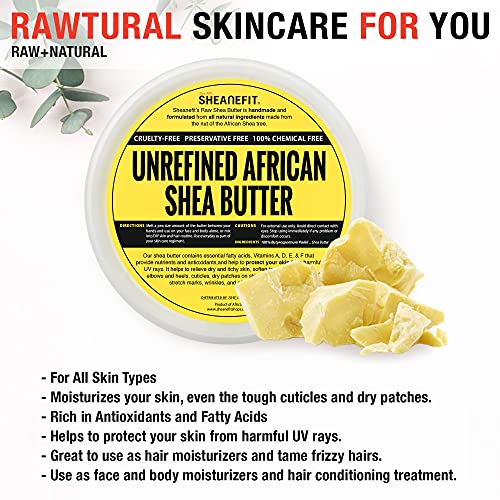 Sheanefit Raw Unrefined African Shea Butter - 8oz, 14oz, 28oz Containers (Yellow - 8 oz)