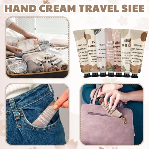 Loopeer 24 Pcs Positive Affirmation Gifts Bulk Hand Cream Gift Set Small Motivational Stress Relief Gift for Coworker Staff Teacher Nurse Women Dry Cracked Hands Travel Size Moisturizing