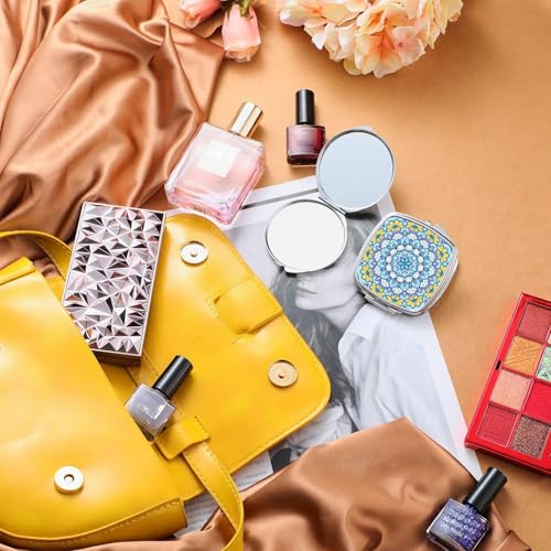 Jetec 12 Pcs Sublimation Blanks Compact Mirror Bulk Transfer Folding Pocket Makeup Double Sided Handheld Mirror Round Square Sublimation for Purse Travel