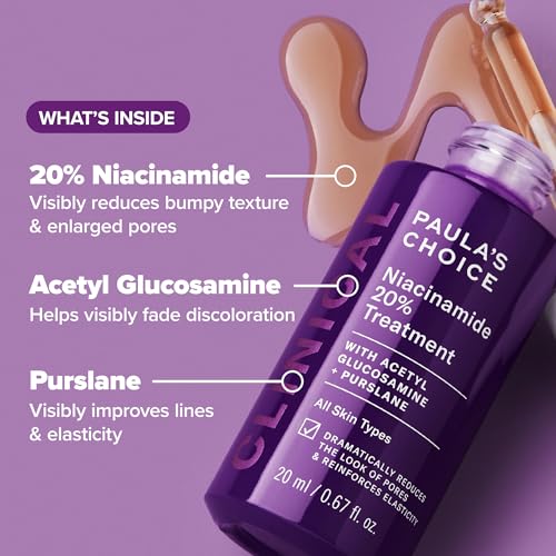 Paula's Choice CLINICAL 20% Niacinamide Vitamin B3 Concentrated Face Serum, Anti-Aging Serum for Face, Treatment for Discoloration & Minimizing Large Pores, Fragrance-Free, 0.67oz