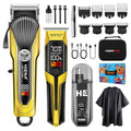 HIENA PRO Hair Clipper Set for Men, Professional Cordless Clipper Kit & Trimmer Set, Ear and Nose Hair Clipper with LED Display, USB Rechargeable Hair Cutting Grooming Kit, Gifts for Men