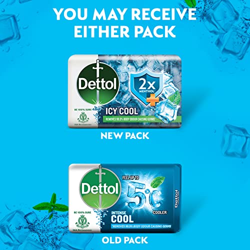 Dettol Intense Cool Bathing Soap Bar with Menthol (Buy 3 Get 1 Free - 75g each)