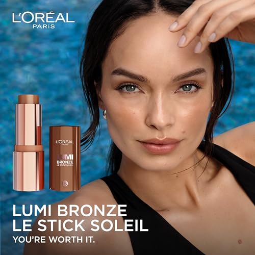 L'Oreal Paris Lumi Bronze Le Stick Soleil Bronzer Stick, Cream-To-Powder Bronzer For A Sunkissed Face Makeup Glow, 100 Sunkissed Ros?