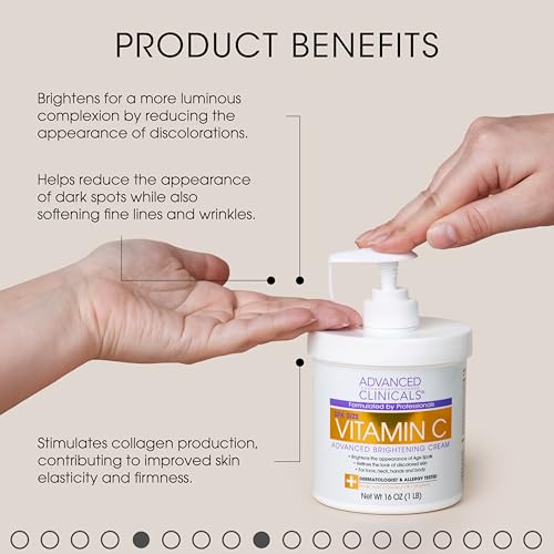 Advanced Clinicals Vitamin C Brightening Cream + Vitamin C Antioxidant Glow Facial Mist Set