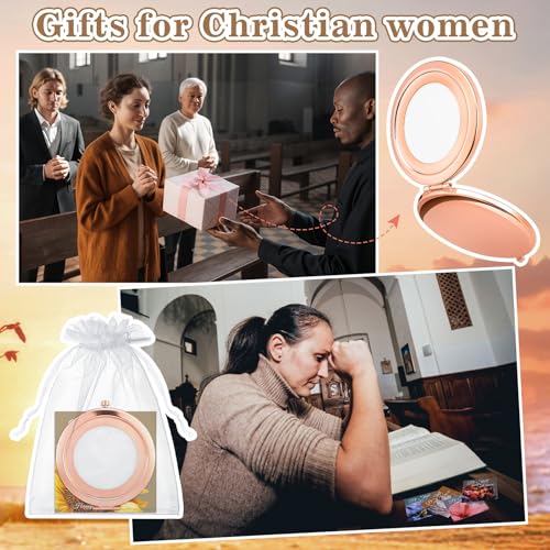 36pcs/12sets Christmas Christian Mirror Gifts for Women Bulk Bible Verse Cards with Makeup Compact Pocket Mirror Religious Christmas Church Party Favors for Xmas Stocking Stuffers Women