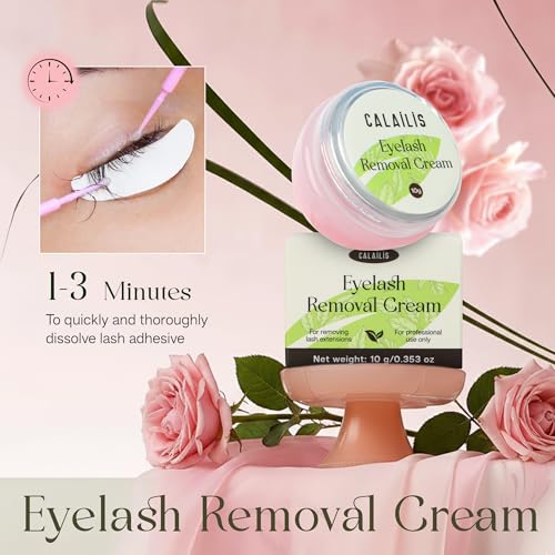 CALAILIS Lash Remover for Lash Extensions Low Irritation Eyelash Extension Remover for Sensitive Skin Quick Dissolves Lash Extension Remover Kit for Professional or Salon Use (10g, Rose)