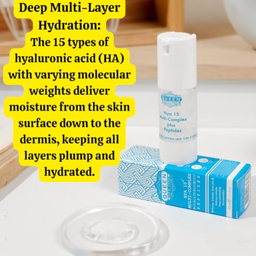 QUEEN HYA 15 Multi-Complex with Rejuline-Patented Korean peptide|Multi Peptide Serum for Face, Korean AntiAging Facial Serum & Peptide Moisturizer for hydrated, smooth, radiant-looking skin, 1.01fl oz