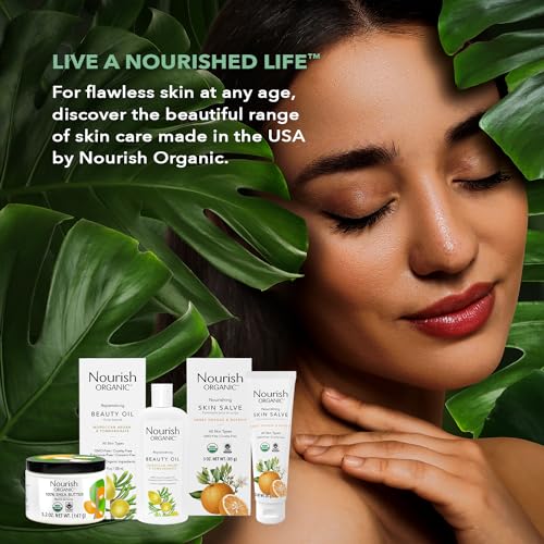 Nourish Organic Body Lotion, Lavender Mint ? Hydrating Body Lotion for Dry Skin with Certified Organic Aloe Vera, Shea Butter, Coconut Oil & Cocoa Butter (8 Oz) + Washable Cotton Round (Pack of 2)